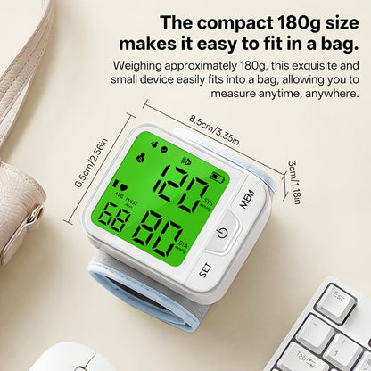 Tensiomètre au poignet numérique automatique – Grand écran LCD, fréquence cardiaque, détection de l'arythmie, portable pour usage domestique, seniors et adultes