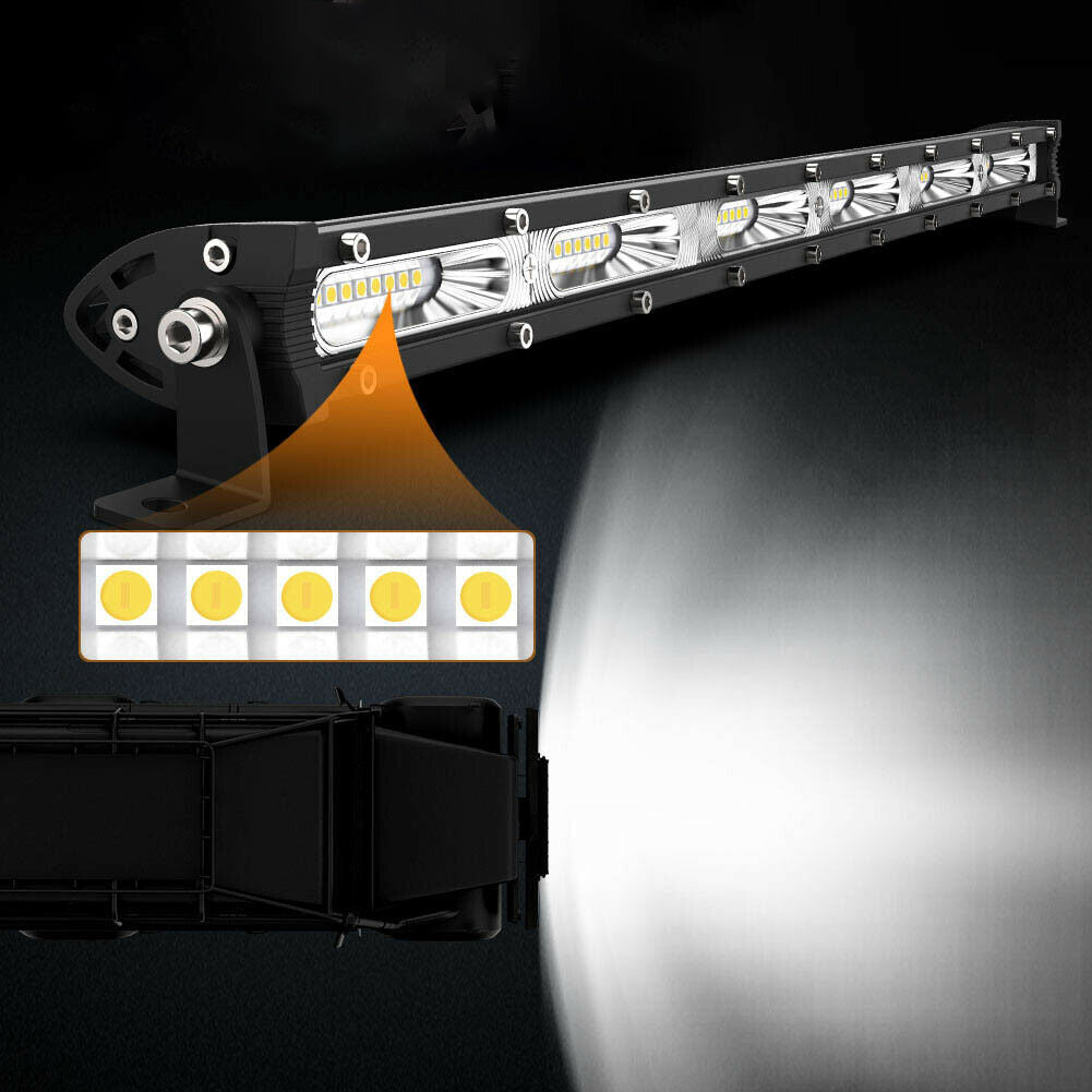 Barre lumineuse LED 20 pouces 180W pour tout-terrain, simple rangée – Lampe de travail ultra mince 12V/24V pour camion, VTT, VUS, tracteur, Jeep et bateau – Blanc 6000K, durée de vie de 50 000 heures – Velora