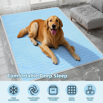 Tapis rafraîchissant pour animaux été 2026 – Coussin de couchage absorbant et effet frais pour chiens et chats, maintient les animaux au frais tout l'été, 3 tailles M/L/XL pour petits, moyens et grands animaux (bleu)