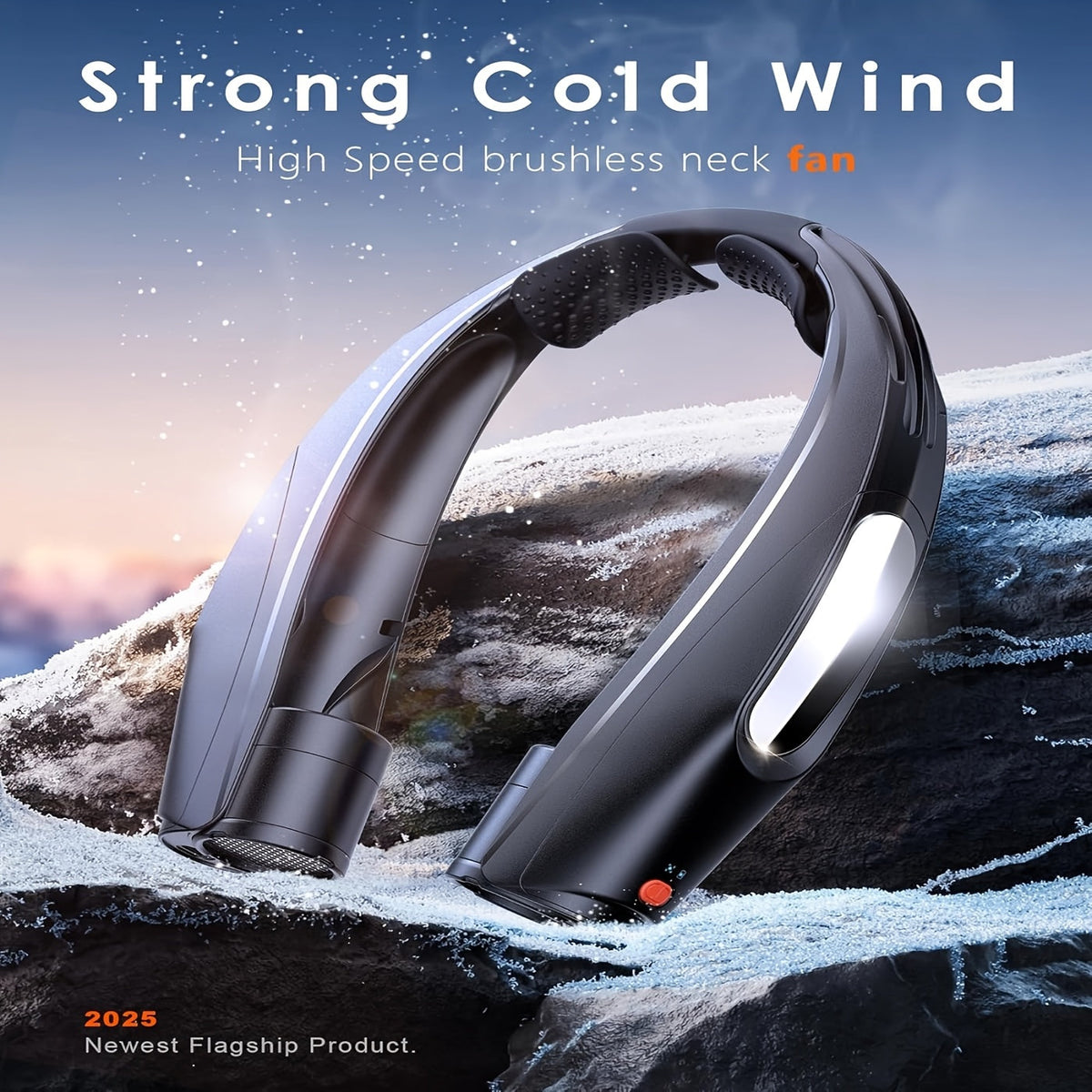 Ventilateur de cou portable mains libres, ventilateur personnel rechargeable par USB 3000 mAh, 6 vitesses réglables, ventilateur de refroidissement sans pales pour la maison, le bureau, le camping en plein air, les voyages – Noir et blanc