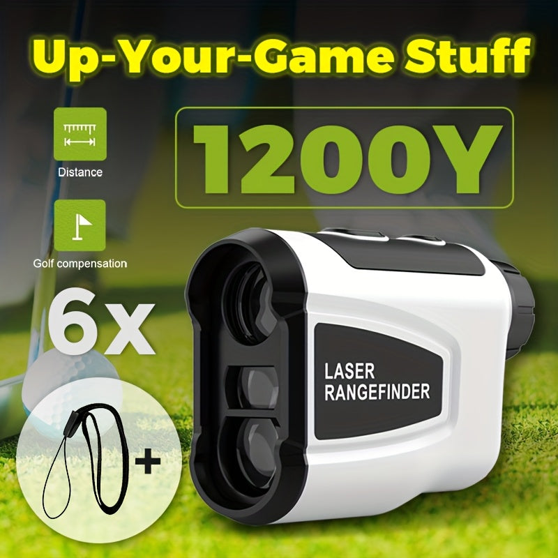 Télémètre laser de golf 1200 yards – Grossissement 6,5x, compensation de pente, verrouillage de drapeau HD, anti-vibration, rechargeable par USB, télémètre de golf haute précision à positionnement rapide, design élégant blanc