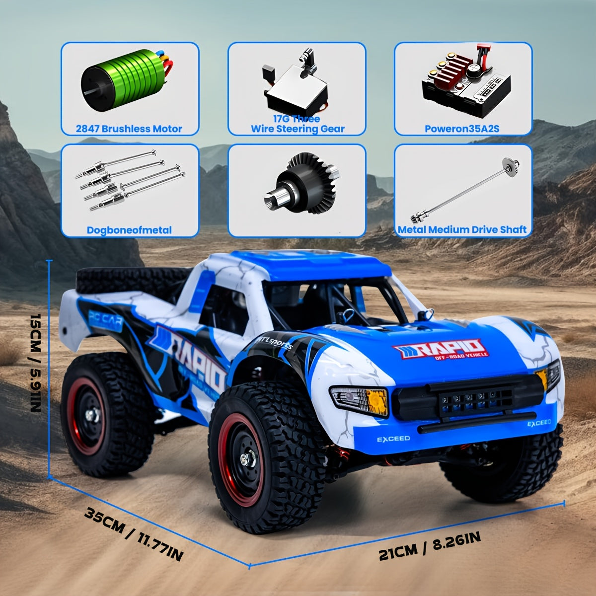 Voiture radiocommandée tout-terrain 4WD à l'échelle 1:14 – Moteur brushless PRO 50-70 km/h ou moteur à balais 38 km/h – Camion télécommandé quatre roues motrices pour adultes et enfants