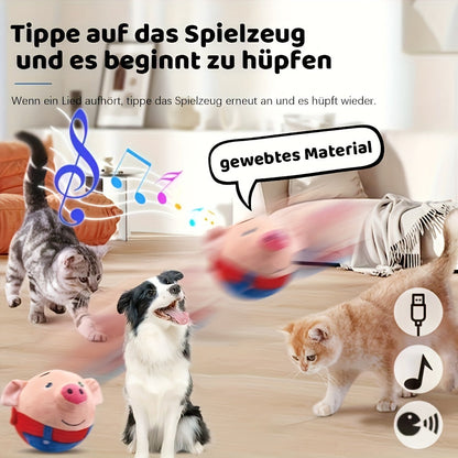 Jouet rebondissant pour chien rechargeable par USB – Balle électronique avec capteur de mouvement, bruit de cochon et enregistrement vocal, jouet interactif lavable pour petits chiens et chiots