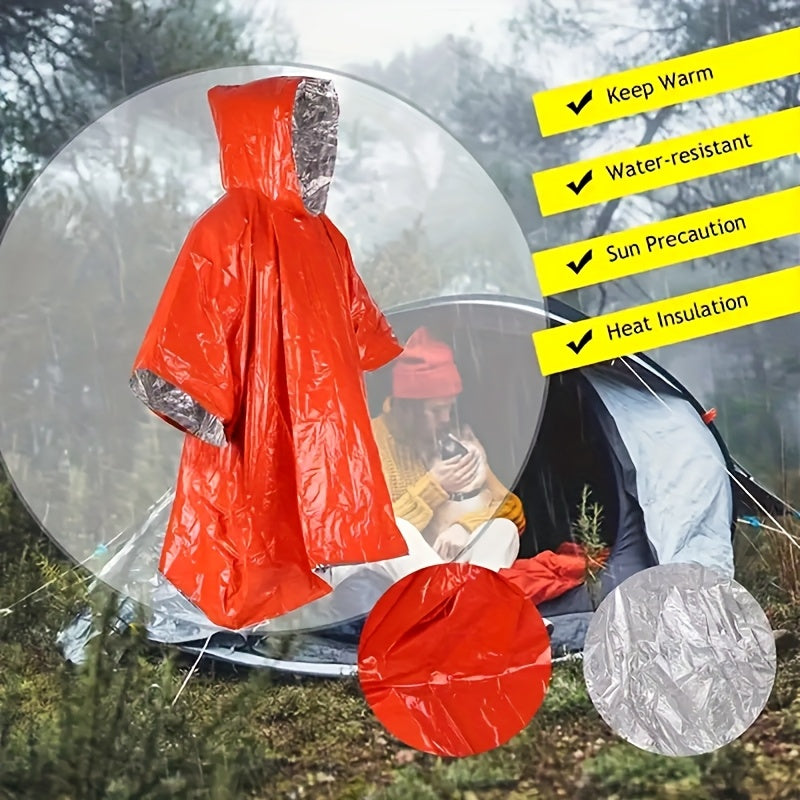 Poncho de pluie d'urgence réutilisable, lot de 4 et 14 – Conserve 90 % de la chaleur corporelle, imperméable et résistant aux intempéries, pour hommes, femmes et adultes, équipement de camping, de randonnée et de survie