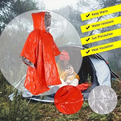 Poncho de pluie d'urgence réutilisable, lot de 4 et 14 – Conserve 90 % de la chaleur corporelle, imperméable et résistant aux intempéries, pour hommes, femmes et adultes, équipement de camping, de randonnée et de survie