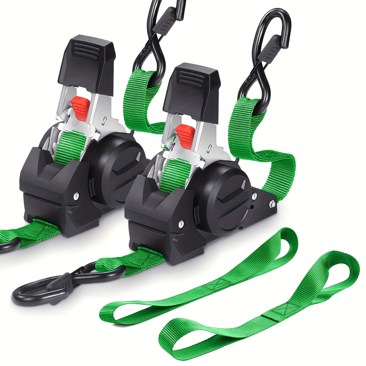 Lot de 4 sangles d'arrimage à cliquet rétractables robustes – 2 sangles de chargement automatiques de 3 mètres pour camion, remorque, moto, déménagement et sécurisation d'appareils