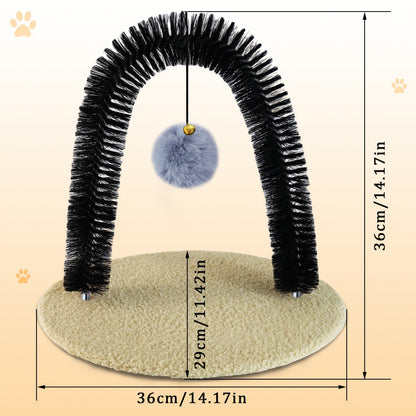 Arche de toilettage pour chat avec griffoir – Brosse de massage interactive pour chats d'intérieur, aide à la mue et soulagement du stress