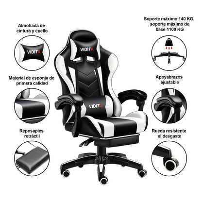 Chaise de bureau gaming ergonomique style course avec soutien lombaire, dossier haut réglable pour adultes et adolescents, fauteuil inclinable pour ordinateur PC