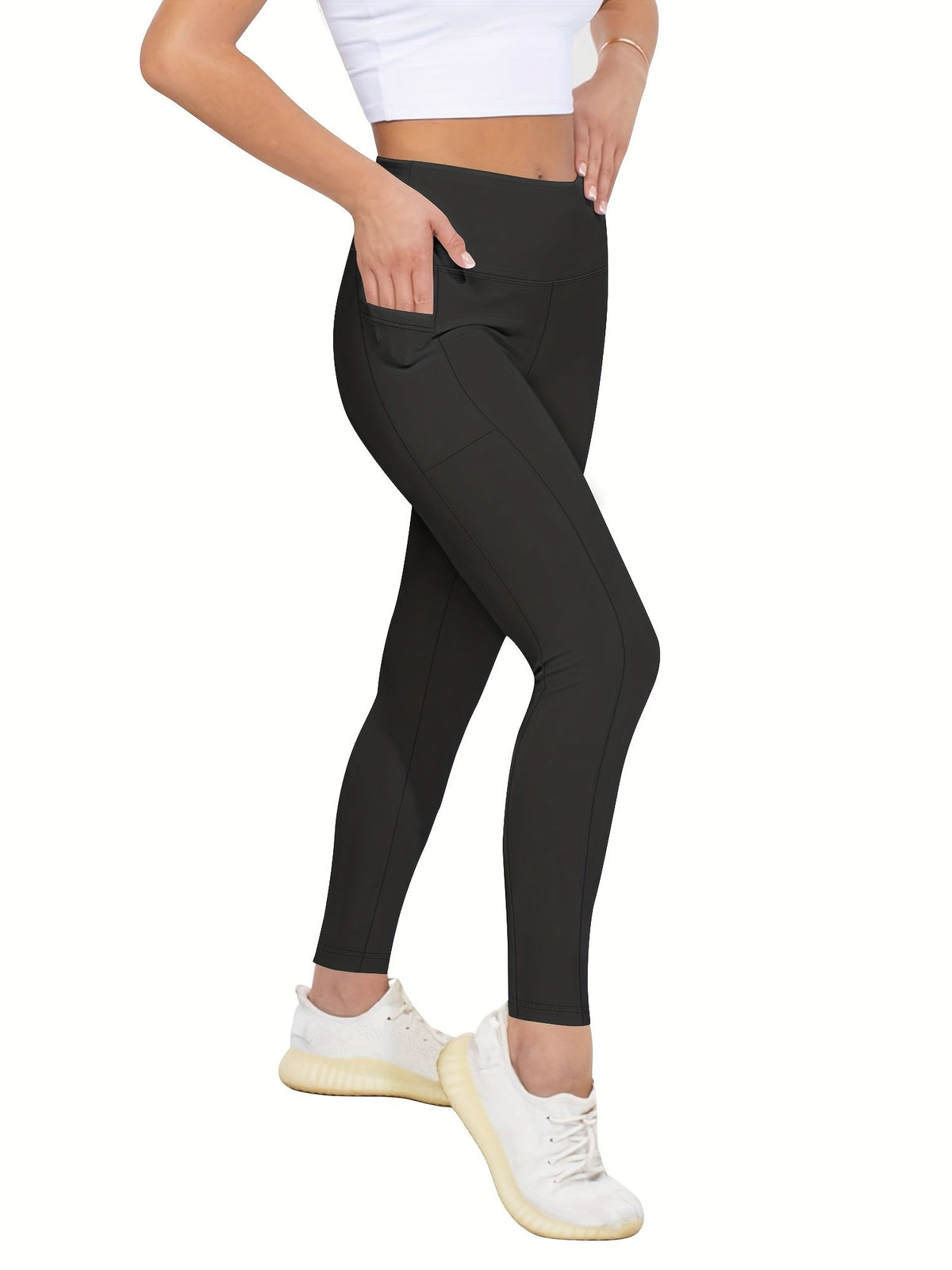 Legging de yoga taille haute pour femme avec contrôle du ventre et effet push-up – Legging doux, élastique et respirant pour le fitness, le cyclisme, la course et le yoga, noir, gris foncé, bordeaux, bleu marine, tailles S-XXL