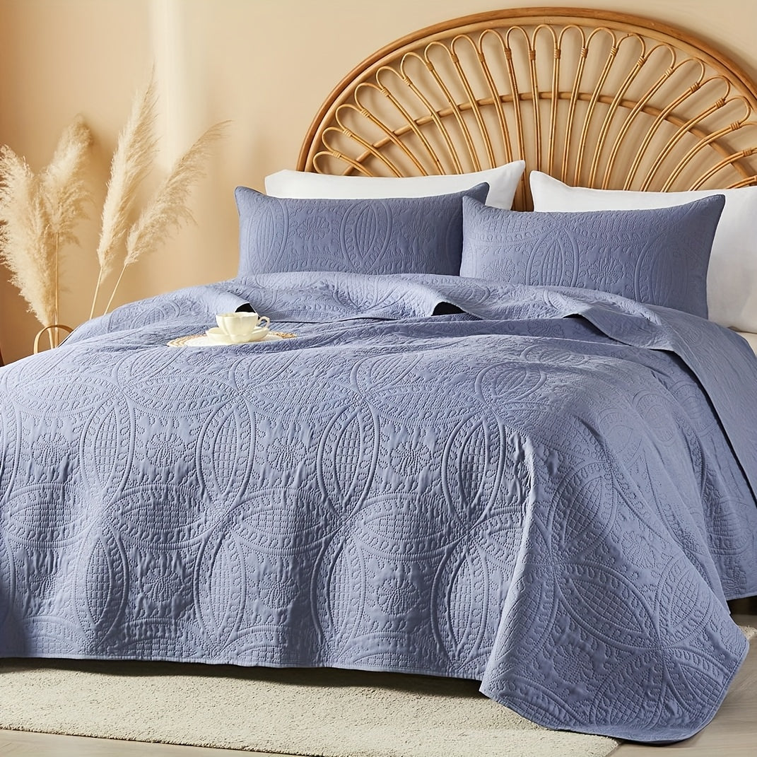 Ensemble de courtepointe d'été rafraîchissante 2-3 pièces, couvre-lit en microfibre légère et respirante – Couvre-lit au motif de pièces moderne, format simple, grand ou très grand, toutes saisons, choix de couleurs, cadeau de vacances pour la famille