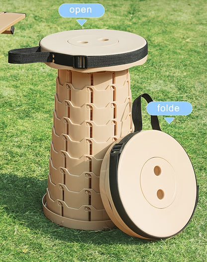 Lot de 2 tabourets pliants télescopiques, capacité 180 kg, siège rétractable portable pour camping, pêche, randonnée, cuisine et extérieur – Tabouret arc-en-ciel léger – Noir