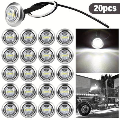 Lot de 20 feux de courtoisie LED pour bateau, 12 V CC, 3 LED, feux de gabarit latéraux pour tableau arrière, poupe et pont de yacht, feux de navigation ronds submersibles en rouge, vert, bleu, blanc et jaune, base en acier inoxydable