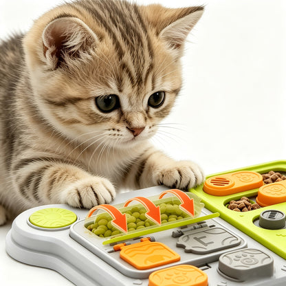Gamelle ludique anti-glouton pour chat – Jouet interactif d'éveil et distributeur de nourriture lente, jeu d'enrichissement cognitif anti-ingestion rapide, accessoire 2-en-1 pour l'amusement et l'alimentation