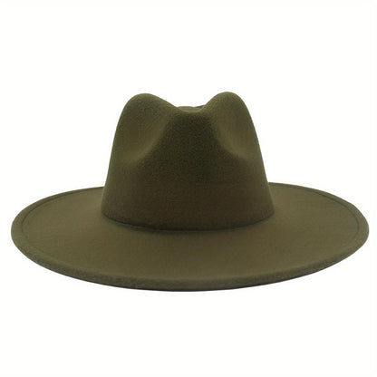 Chapeau de cow-boy à larges bords pour hommes et femmes – Fedora en feutre style western, chapeau style Panama Trilby jazz classique, chapeau de soleil pour festivals en plein air, voyages et tenue décontractée au quotidien