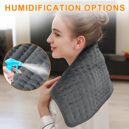 Coussin chauffant extra large 60 cm x 30 cm pour le dos, le cou et les épaules – 6 réglages de chaleur, arrêt automatique, utilisation humide/sèche, flanelle lavable, cadeau idéal