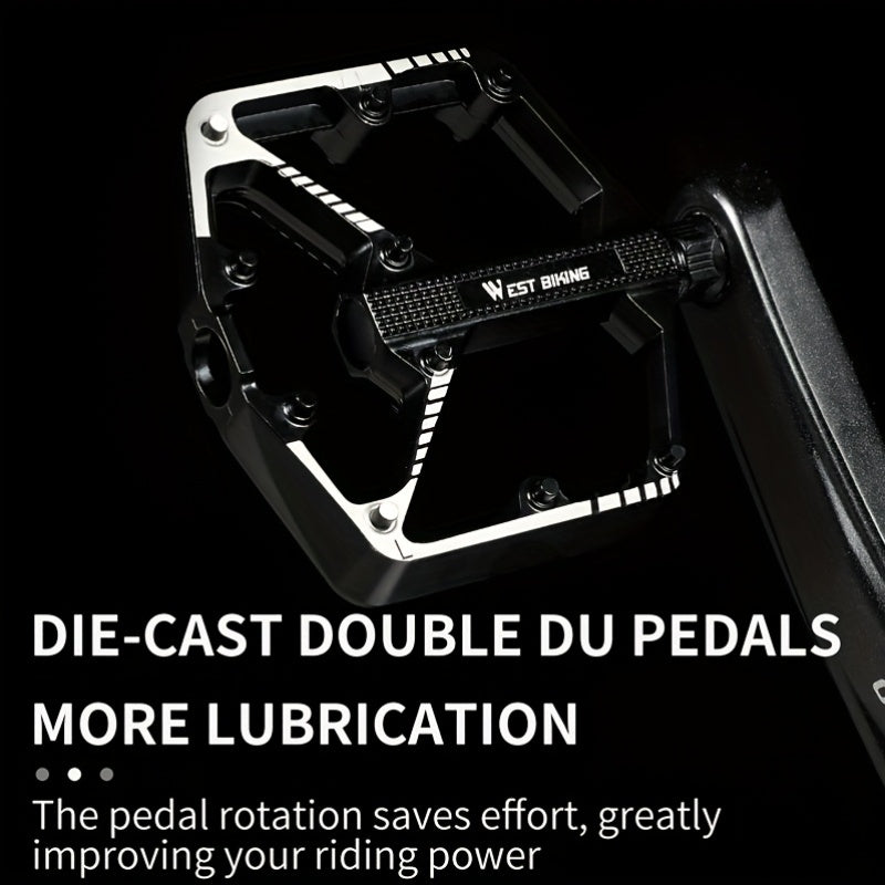 Pédales de vélo en alliage d'aluminium à 3 roulements, antidérapantes et légères, avec douille hexagonale pour VTT et vélos de route – Installation facile, accessoires de cyclisme durables multicolores, 1 paire