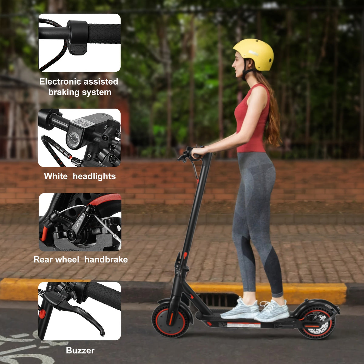 Trottinette électrique pliable pour adulte, moteur 350 W - pneus de 8,5 pouces, autonomie jusqu'à 34 km (21 miles), 3 modes de vitesse, écran LED, phare avant, batterie au lithium haute capacité - Noir (autonomie de 30 ou 34 km)