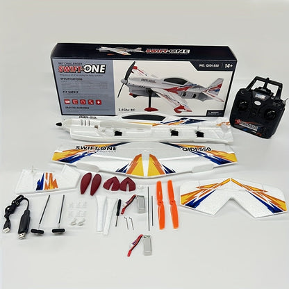 6CH RC Plane Brushless Motor Remote Control Aircraft One-Key Stunt Aerobatics RC Glider Airplane Toy for Beginners and Experienced Pilots with Two Batteries Included