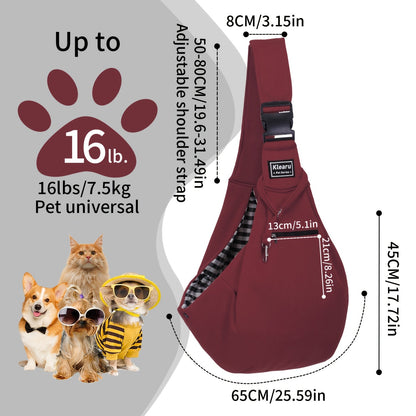 Sac de transport bandoulière et sac à dos pour petits et moyens chiens et chats - Transporteur pliable pour voyages en extérieur, respirant, sangle réglable, jusqu'à 7,5 kg, 12 couleurs, ensemble d'autocollants en bonus en option