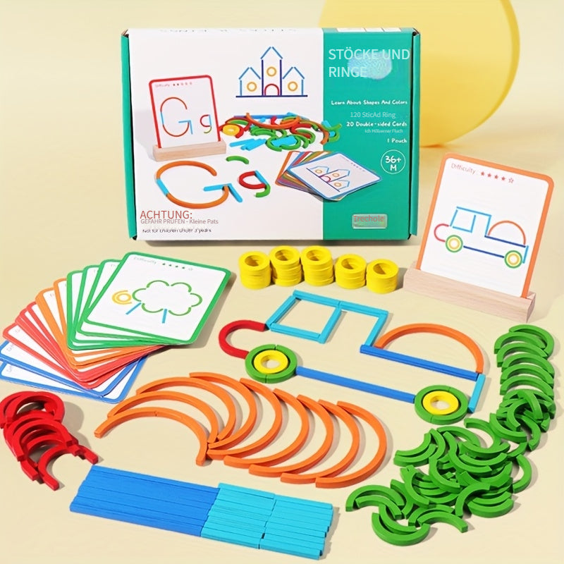Jouet à tiges et perles pour la motricité fine et la reconnaissance des couleurs, trieur de formes créatif pour l'éveil, activité éducative Montessori pour la maternelle, cadeau idéal pour filles et garçons de 2 à 5 ans
