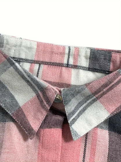 Chemise à carreaux décontractée pour hommes et femmes, style européen et américain, rayée, à col boutonné, haut polyvalent pour le travail, polyester élasthanne, S M L XL XXL