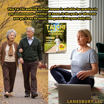 Marche Tai Chi pour les seniors - Perte de poids sans effort et soins doux avec la méthode triple sur 28 jours, intervalles japonais et marche Qigong, guide de fitness à faible impact pour les adultes âgés