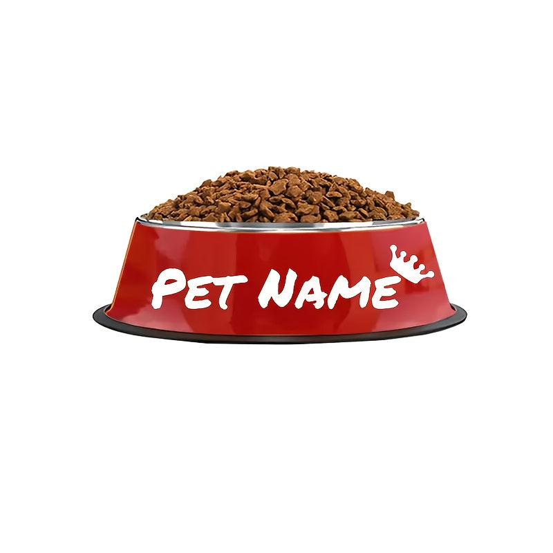 Gamelle personnalisée en acier inoxydable pour chien et chat - Bol gravé au nom de votre animal avec motif patte, cœur et couronne, antidérapante, 200 ml / 400 ml / 1000 ml, écuelle pour nourriture et eau, idée cadeau