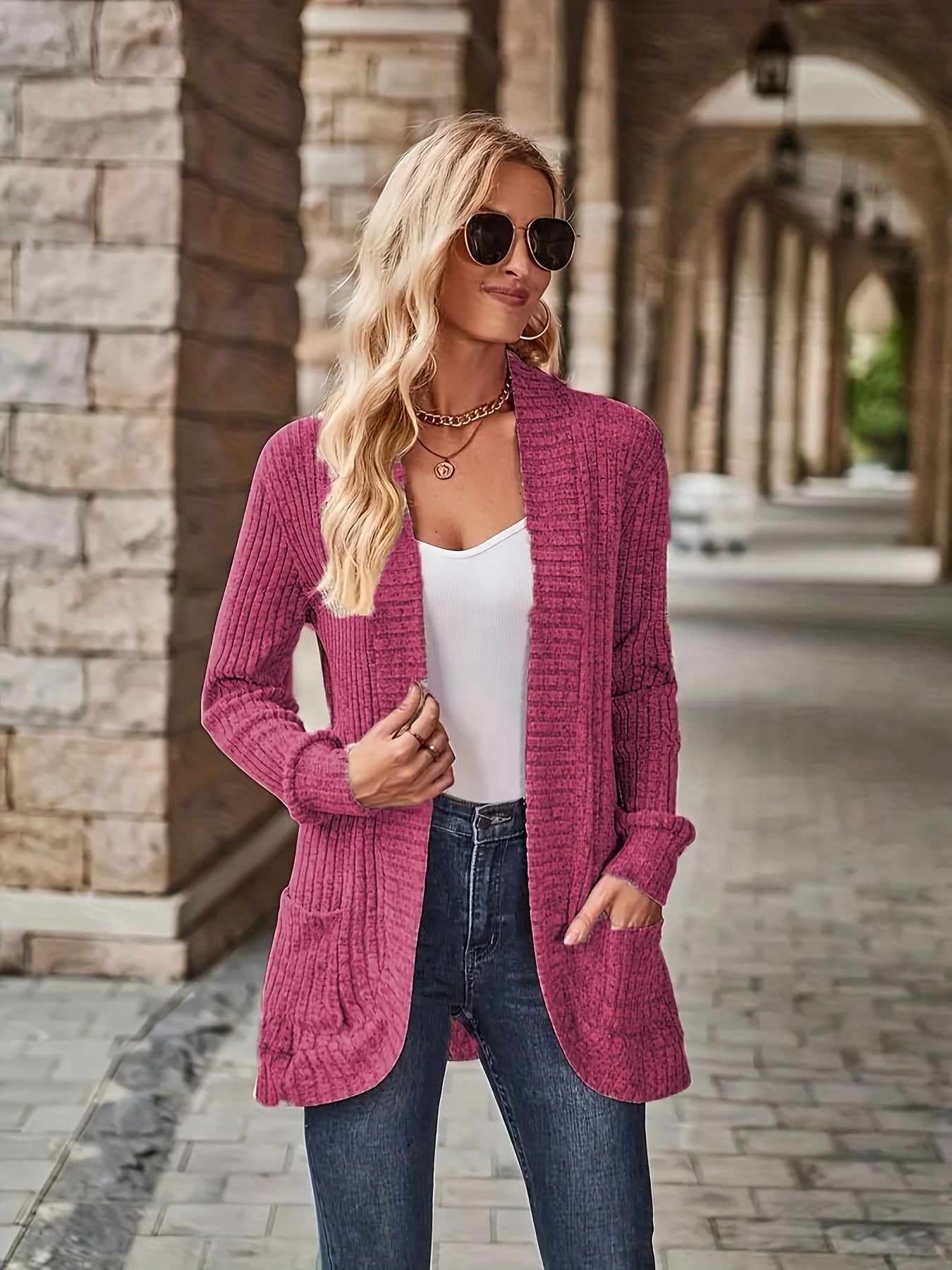 Women's Loose Casual Long Sleeve Blouse Solid Color Pocket Splicing Relaxed Fit Top 10 Colors S-XXL Spring Fall Everyday Wear