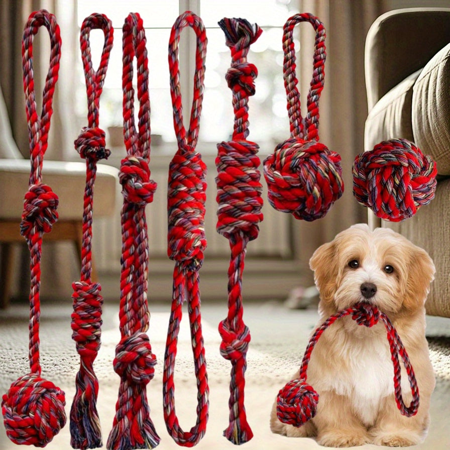 Lot de 7 jouets à mâcher en corde pour chien – Jouets de traction interactifs et durables pour le nettoyage des dents, adaptés aux chiens de petite, moyenne et grande taille, ensemble de jeu intérieur et extérieur pour chiots et chiens adultes