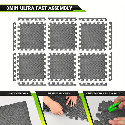 Dalles de sol emboîtables en mousse EVA, lot de 20 ou 60 – Tapis de puzzle épais, antidérapants, imperméables et résistants aux chocs pour salle de sport à domicile, yoga, musculation et exercices, noir
