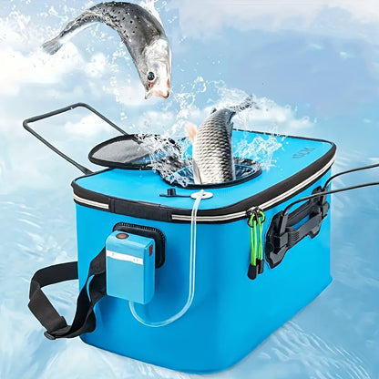 Seau à poisson pliable – Récipient portable en EVA pour poissons vivants et appâts, conteneur de pêche pliable pour le camping en plein air, pêche en eau douce et en eau salée