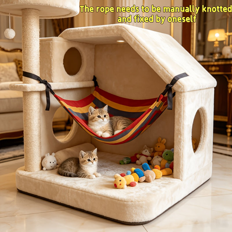Hamac pour chats et petits chiens – Hamac suspendu doux et respirant pour chat avec sangles robustes résistantes aux morsures, capacité de poids stable, installation facile pour cage, caisse et meubles d'intérieur