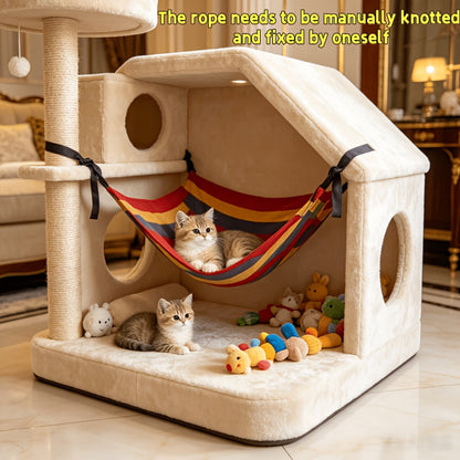 Hamac pour chats et petits chiens – Hamac suspendu doux et respirant pour chat avec sangles robustes résistantes aux morsures, capacité de poids stable, installation facile pour cage, caisse et meubles d'intérieur