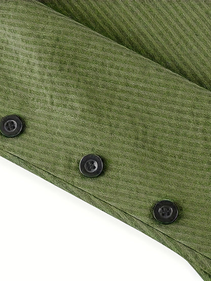 Chemise boutonnée à manches longues rayées pour femme, col à revers, fausse poche, chemisier ample décontracté, jaune, vert olive, printemps, automne, S, M, L, XL, XXL