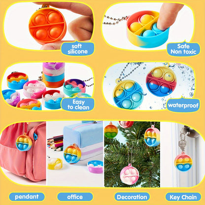 Lot de porte-clés sensoriels anti-stress pour enfants - 24 / 50 / 90 pièces, porte-clés multicolores avec attache, cadeaux d'invités, prix pour anniversaires, récompenses scolaires et surprises pour sacs de friandises d'Halloween