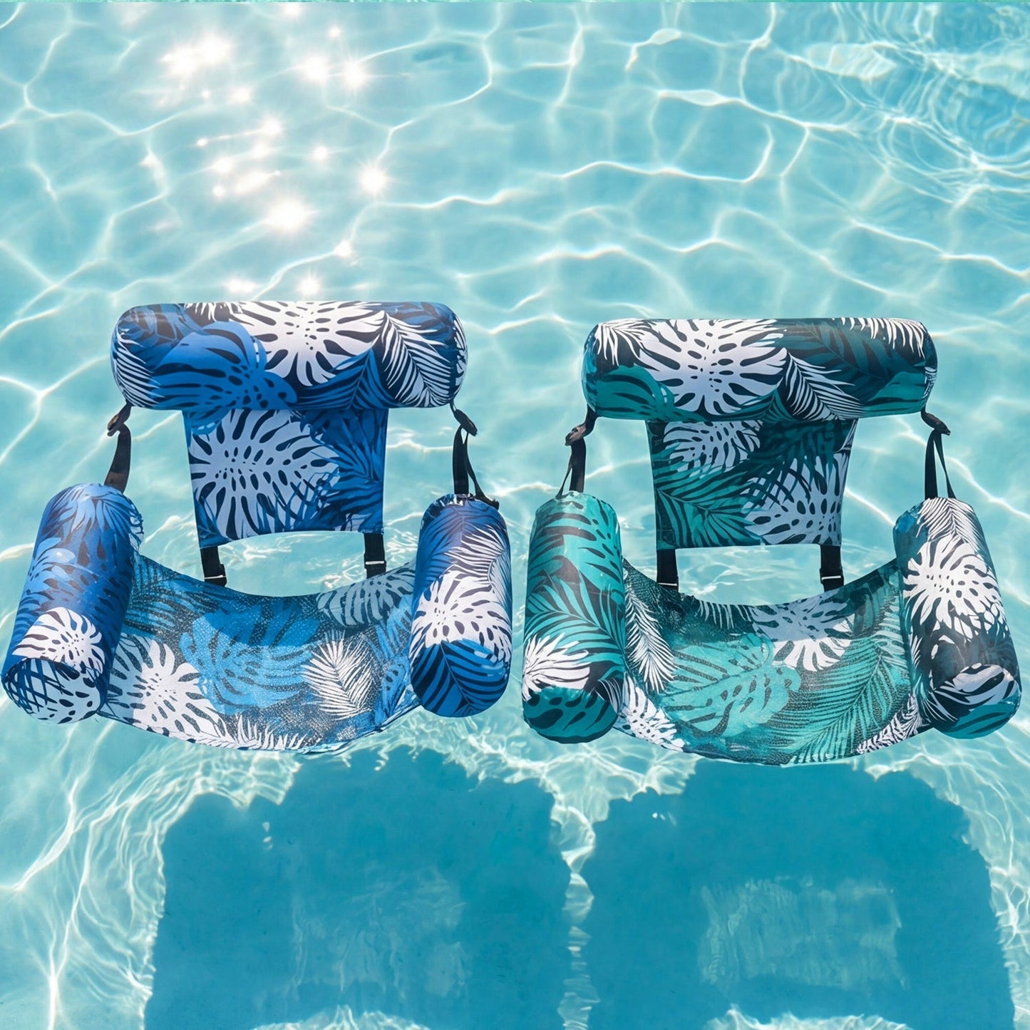 Inflatable Pool Float Chair for Adults – Leaf Design Floating Lounger with Mesh Sling, 1 & 2 Pack, Portable Summer Pool Float for Beach Lake & Pool Parties, 30x16x24 Inch