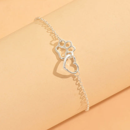 Chevillère cœur et patte en argent sterling S925 pour femme – Bijou de plage bohème vintage et élégant, parfait pour les vacances et le quotidien, cadeau idéal pour la Saint-Valentin et les anniversaires