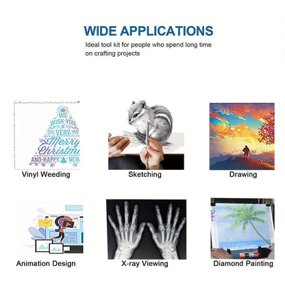LED Light Pad for Diamond Painting A2 A3 A4 A5 USB Powered Adjustable Brightness Light Board Kit for Tracing Sketching Drawing Animation Stencil Art Craft with Optional Bracket & Drill Pen