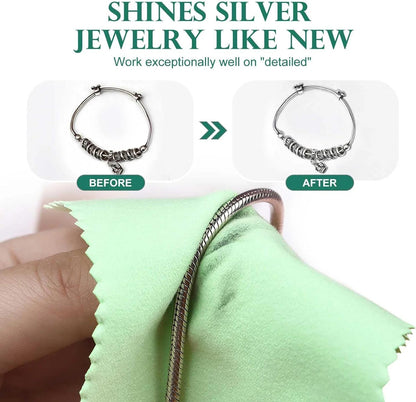 JSP Sterling Silver Dip Cleaner & Tarnish Remover 8oz – 925 & 999 Silver Jewelry Cleaning Solution with Dipping Basket & Microfiber Cloth, Restores Shine to Silver, Gold & Precious Metals