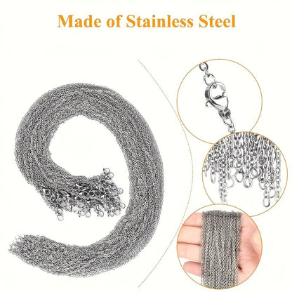 Lot de 50 chaînes de collier en acier inoxydable 304 de 45,7 cm avec fermoir mousqueton - Fournitures de création de bijoux DIY résistantes au ternissement pour pendentifs, breloques, bracelets et porte-clés, lot de chaînes en gros pour créateurs