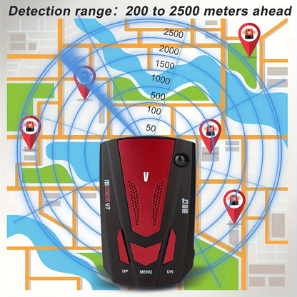 Détecteur de radar et GPS pour voiture 16 bandes – Détection LIDAR 360° et anti-radar, alarme vocale, alertes de menaces en temps réel pour une conduite plus sûre