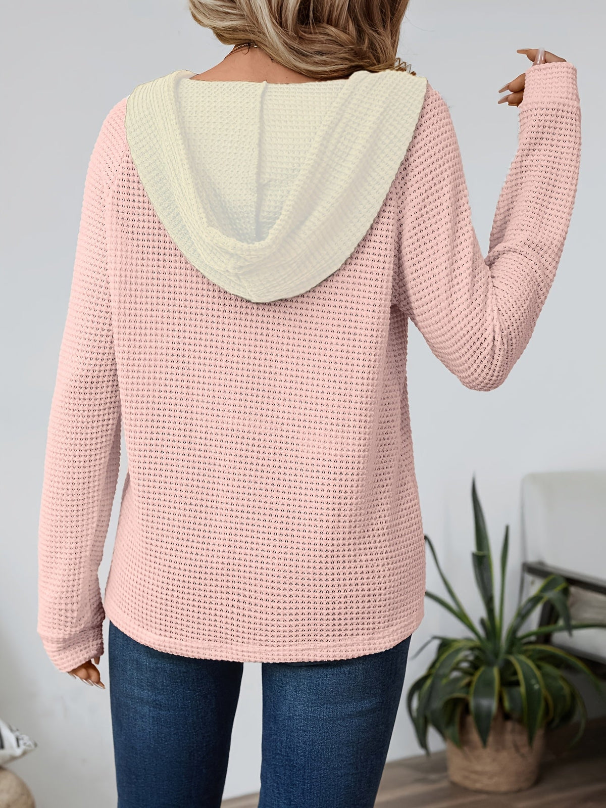 Sweat-shirt à capuche décontracté pour femme, manches longues, pull uni, coupe ample, haut confortable pour le quotidien, blanc cassé, noir, rose, S M L XL XXL