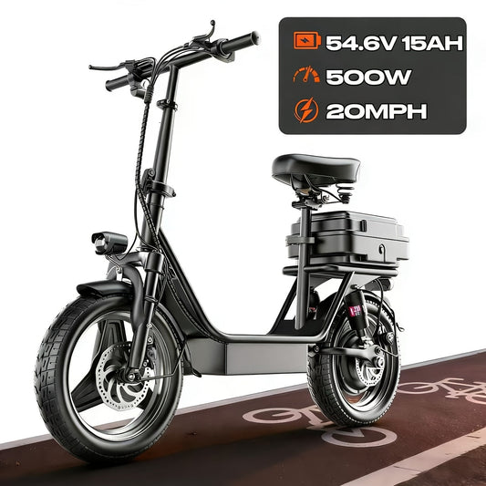 Trottinette électrique 500 W avec pneus tout-terrain 14", capacité de 120 kg, 32 km/h – autonomie de 40 à 48 km, pliable, suspension arrière, batterie 18650, prise US, trottinette urbaine pour adultes, modèle GT11