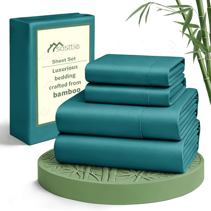 Cooling Bed Sheets Set Queen Size 6 Piece, Ultra Soft Breathable Sheets for Hot Sleepers, 17-Inch Deep Pocket Double Stitching Wrinkle-Free, Microfiber Bedding Set for Home Bedroom Christmas Gift