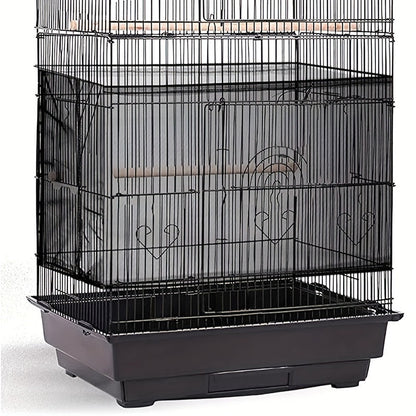 Bird Cage Cover Polyester Mesh Dust-Proof Light-Penetrating with Elastic Rope Fastener for Parrots Budgies Cockatiels Small to Large Cages Black White 31.5in Height