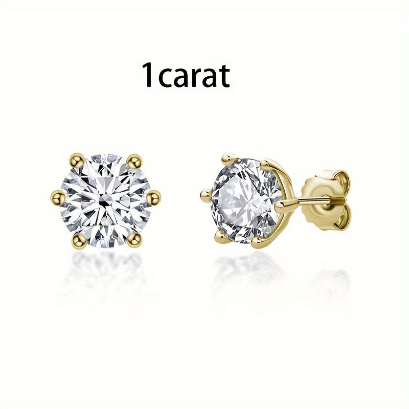 Boucles d'oreilles puces en argent sterling S925 et moissanite pour femme – Style vintage élégant, 0,5 ct, 1 ct, 2 ct, 3 ct, doré et argenté, bijou pour le quotidien ou pour offrir en cadeau