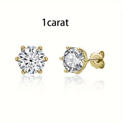 Boucles d'oreilles puces en argent sterling S925 et moissanite pour femme – Style vintage élégant, 0,5 ct, 1 ct, 2 ct, 3 ct, doré et argenté, bijou pour le quotidien ou pour offrir en cadeau