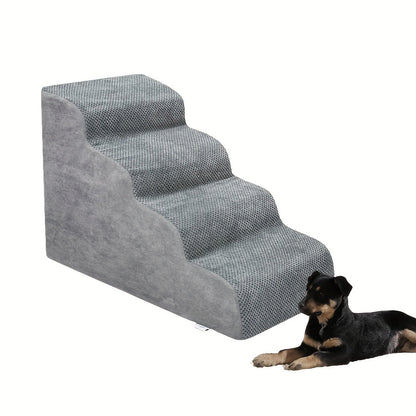 NIUBYA Escaliers pour chiens extra larges pour petits chiens – Marches pour animaux en mousse haute densité, fond antidérapant, rampe rembourrée douce pour lits hauts, canapés et divans, idéal pour les chiens âgés ou blessés, polypropylène, compact