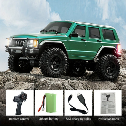Voiture télécommandée 4x4 tout-terrain RC Rock Crawler échelle 1:18 – Essieux diamant à couple élevé, lumières LED, châssis robuste – SUV RC tout-terrain extrême pour adultes et enfants – Blanc, gris, bleu, vert