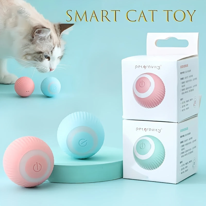 Jouet intelligent et automatique pour chat en forme de balle roulante – Batterie rechargeable 150 mAh, balle interactive auto-motrice pour des heures de jeu et d'exercice en intérieur, jouet électronique pour chaton